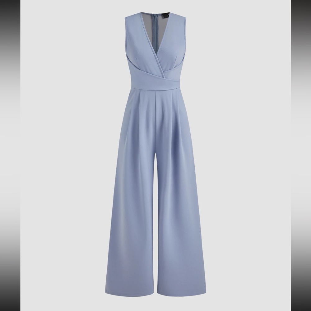 Elegant Blue Sleeveless Jumpsuit